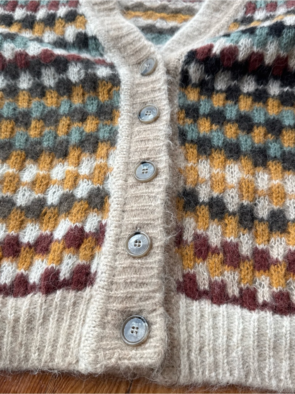 ba&sh Walt Multicolor Geometric Knit Cardigan Sweater Size 2 aplaca blend - Picture 10 of 15